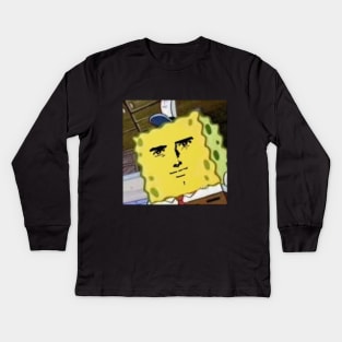 Straight faced Spongebob Kids Long Sleeve T-Shirt